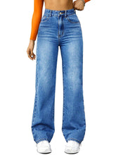 Load image into Gallery viewer, Straight Leg Jeans for Women,High Waisted Wide Leg Loose Microelastic Boyfried Denim Pants
