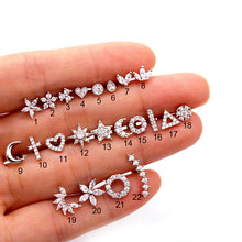 Load image into Gallery viewer, 1piece 316 Stainless Steel Mini Zircon Cross Star Ear Piercing Stud

