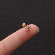 Load image into Gallery viewer, 1piece 316 Stainless Steel Mini Zircon Cross Star Ear Piercing Stud
