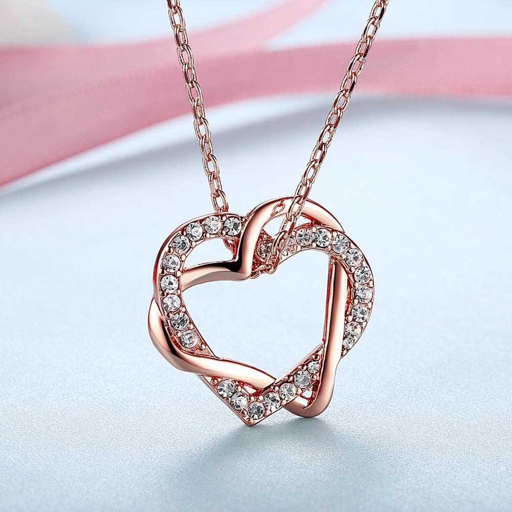 Crystal Heart Necklace in 18K Rose Gold Plated