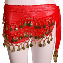 Load image into Gallery viewer, Lady Women Belly Dance Hip Scarf Accessories 3 Row Belt Skirt With
