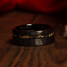 Load image into Gallery viewer, 8mm Tungsten Carbide Hammer ring, meteorite gold foil men&#39;s ring,
