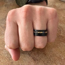 Load image into Gallery viewer, 8mm Tungsten Carbide Hammer ring, meteorite gold foil men&#39;s ring,
