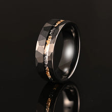 Load image into Gallery viewer, 8mm Tungsten Carbide Hammer ring, meteorite gold foil men&#39;s ring,
