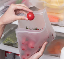 Load image into Gallery viewer, Silicone Food Storage Bag Reusable Stand Up Zip Shut Bag Leakproof
