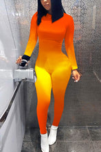 Load image into Gallery viewer, Skinny Long Sleeve Print Patchwork Skinny Fluorescent Jumpsuit Women
