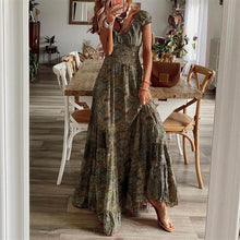 Load image into Gallery viewer, Summer Vintage Long Dresses Women 2023 Bohemian Elegant Floral Print V
