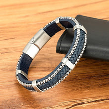 Load image into Gallery viewer, TYO New Arrivel Punk Design Chain Stainless Steel Braid Leather
