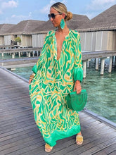 Load image into Gallery viewer, Women Boho Print Beach Cover Up 2023 Summer Sexy Deep V-neck Long
