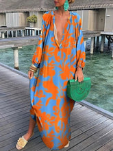 Load image into Gallery viewer, Women Boho Print Beach Cover Up 2023 Summer Sexy Deep V-neck Long
