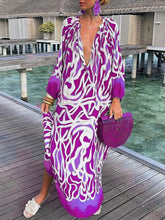 Load image into Gallery viewer, Women Boho Print Beach Cover Up 2023 Summer Sexy Deep V-neck Long
