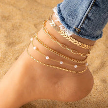 Load image into Gallery viewer, Summer Fashion 5-piece Pearl Anklet Women&#39;s Multi-layer

