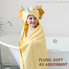 Load image into Gallery viewer, Toddler Hooded Towel Yellow Dinosaur
