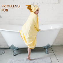 Load image into Gallery viewer, Toddler Hooded Towel Yellow Dinosaur
