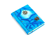 Load image into Gallery viewer, Blue Ship Helm Pattern Leather Notebook Journal Diary Craft
