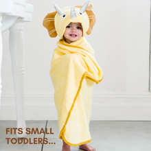 Load image into Gallery viewer, Toddler Hooded Towel Yellow Dinosaur
