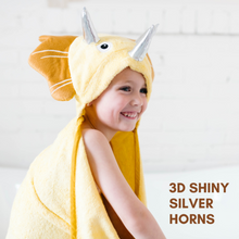 Load image into Gallery viewer, Toddler Hooded Towel Yellow Dinosaur
