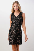Load image into Gallery viewer, Mini Lace Dress Two Tone Lace V-Neck Dress
