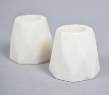 Load image into Gallery viewer, Turned White Stone Candle Holders (set of 2)
