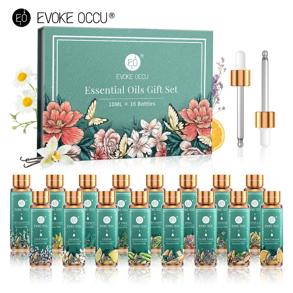 10ML 16pcs Pure Nature Essential Oils Gift Set Diffuser Aroma Oil