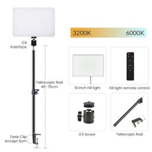 Load image into Gallery viewer, 10inch LED Video Light Ring Panel 3200K 6000K Photography Lighting
