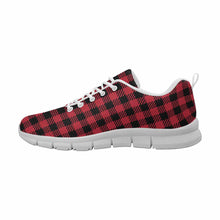 Load image into Gallery viewer, Uniquely You Sneakers for Men,   Buffalo Plaid Red and Black - Running
