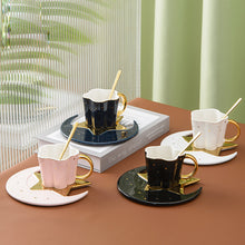 Load image into Gallery viewer, 120ml Star Moon Ceramic Coffee Cup And Saucer With Spoon Golden Handle
