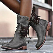 Load image into Gallery viewer, Back Zipper Vintage Boots Lace-Up Holiday Mid-calf Boots
