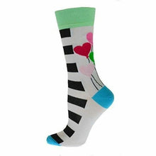 Load image into Gallery viewer, Heart Balloons and Stripes Pattern Cotton Crew Socks
