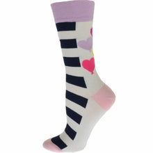 Load image into Gallery viewer, Heart Balloons and Stripes Pattern Cotton Crew Socks
