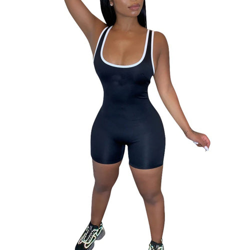 2020 Casual Sport Wear Backless Playsuit Sexy Push Up Strap Rompers