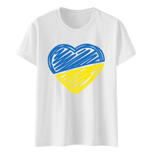 Load image into Gallery viewer, 2022 Summer Women Tops Ukraine Print T Shirts Bule And Yellow Heart
