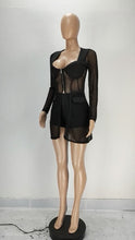 Load image into Gallery viewer, 2022 Summer Women Tracksuit Two Piece Set Sheer Mesh Shirt Coat +
