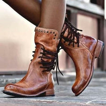 Load image into Gallery viewer, Back Zipper Vintage Boots Lace-Up Holiday Mid-calf Boots
