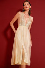 Load image into Gallery viewer, Sequin Slit Deep V Sleeveless Dress
