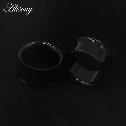 2pcs White Black Transparent Acrylic Ear Tunnel Plug Ear Gauges