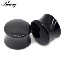 Load image into Gallery viewer, 2pcs White Black Transparent Acrylic Ear Tunnel Plug Ear Gauges
