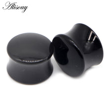 Load image into Gallery viewer, 2pcs White Black Transparent Acrylic Ear Tunnel Plug Ear Gauges
