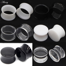 Load image into Gallery viewer, 2pcs White Black Transparent Acrylic Ear Tunnel Plug Ear Gauges
