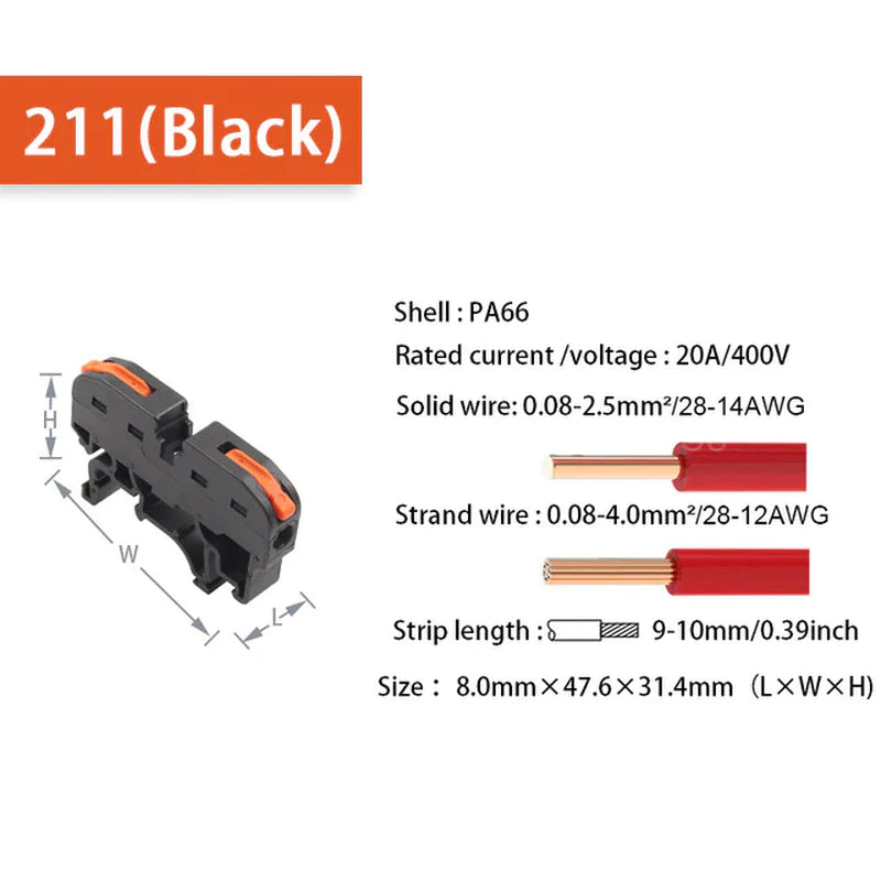 Ecommerce: 211 Quick Cable Connector Terminal Block - Din Rail Wire Splicing & Wiring