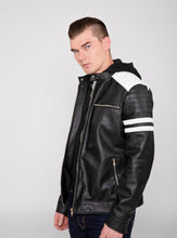 Load image into Gallery viewer, Men's Hawk Hooded PU Faux Leather Moto Jacket
