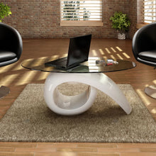 Load image into Gallery viewer, Coffee Table with Oval Glass Top High Gloss White
