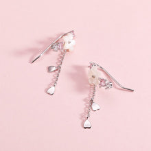 Load image into Gallery viewer, 925 Sterling Silver Romantic Pink Cherry Blossom Shell Tassel Earrings
