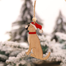 Load image into Gallery viewer, 4pcs Creative Red Hat Dog Wooden Craft Christmas Tree Decor Pendant

