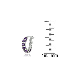 Load image into Gallery viewer, 4.00 CT Amethyst Gemstone 1&quot; French Lock Hoop Earringin 18K White Gold
