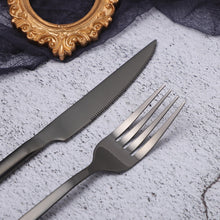 Load image into Gallery viewer, Black Stainless Steel Cutlery Set Fork Spoon Knife Set Dinnerware Set
