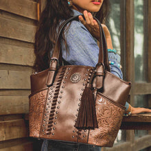 Load image into Gallery viewer, Celela Women Hand Bag Fringe Studs Stitch Embossed Hobo Handbag Tote
