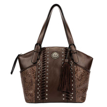 Load image into Gallery viewer, Celela Women Hand Bag Fringe Studs Stitch Embossed Hobo Handbag Tote
