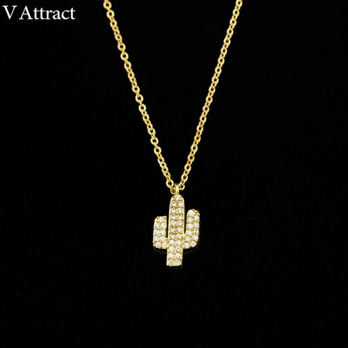 Charms Cactus Necklace Cubic Zirconia Stone Hawaii