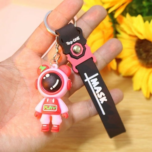 Cute Pvc Colorful Bear Keychain Handmade Diy Tassels Gloomy Bear Car